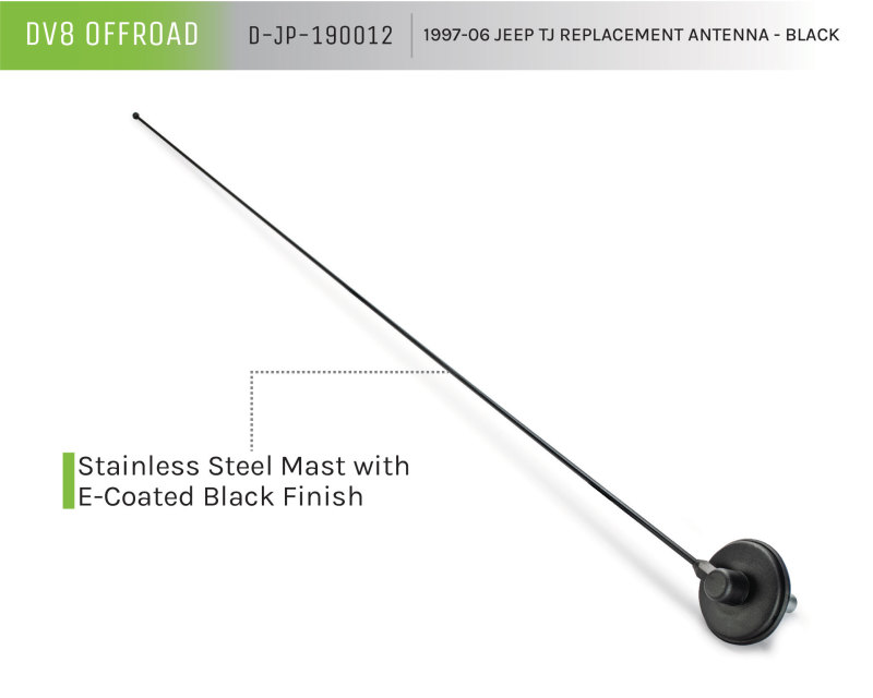 Jeep Wrangler TJ Replacement Antenna - DV8 Offroad - Black - `97-`06